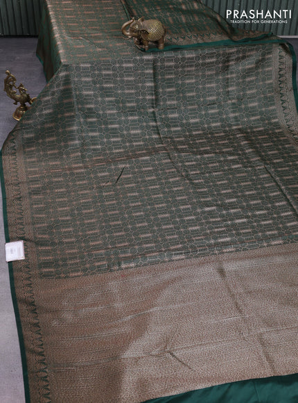 Banarasi semi silk saree green with allover thread & zari weaves and woven border