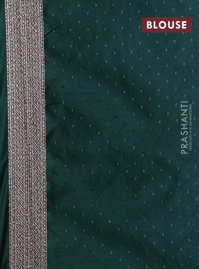 Banarasi semi silk saree green with allover thread & zari weaves and woven border