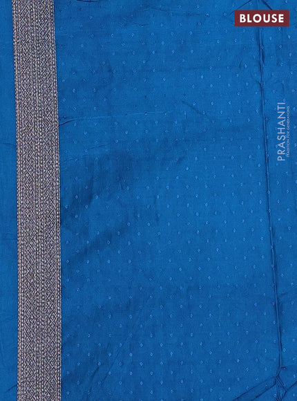 Banarasi semi silk saree cs blue with allover thread & zari weaves and woven border