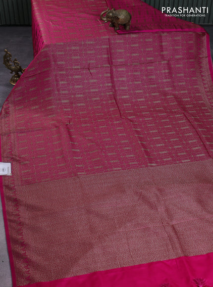 Banarasi semi silk saree pink with allover thread & zari weaves and woven border