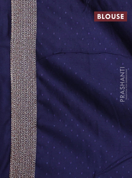 Banarasi semi silk saree navy blue with allover thread & zari weaves and woven border