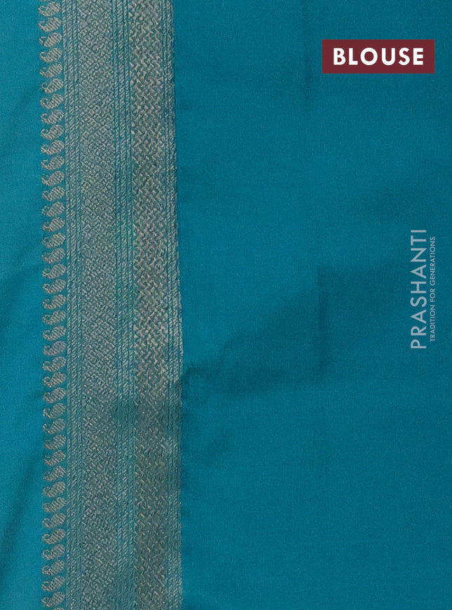 Banarasi semi silk saree teal green with allover thread & zari weaves and woven border