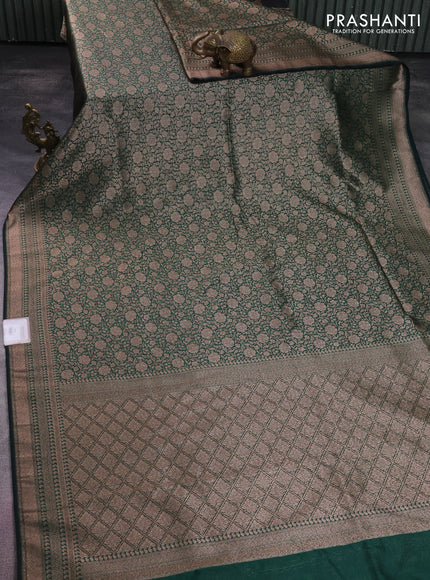 Banarasi semi silk saree green with allover thread & zari weaves and woven border
