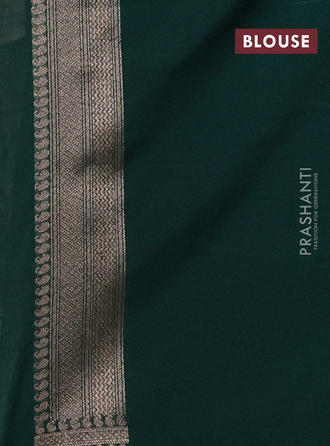 Banarasi semi silk saree green with allover thread & zari weaves and woven border