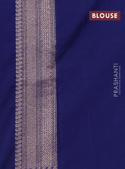 Banarasi semi silk saree blue with allover thread & zari weaves and woven border