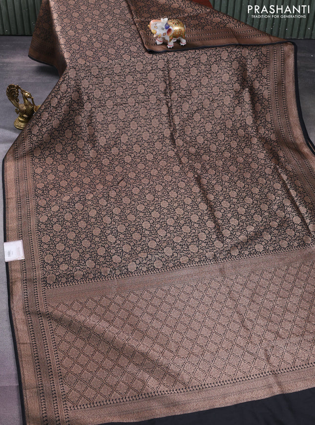 Banarasi semi silk saree black with allover thread & zari weaves and woven border