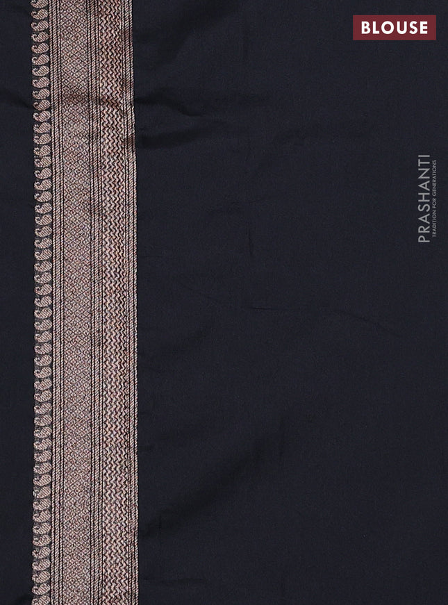 Banarasi semi silk saree black with allover thread & zari weaves and woven border