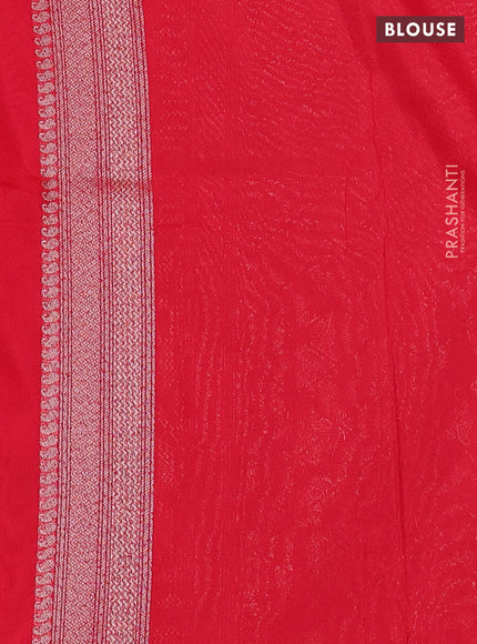 Banarasi semi silk saree red with allover thread & zari weaves and woven border