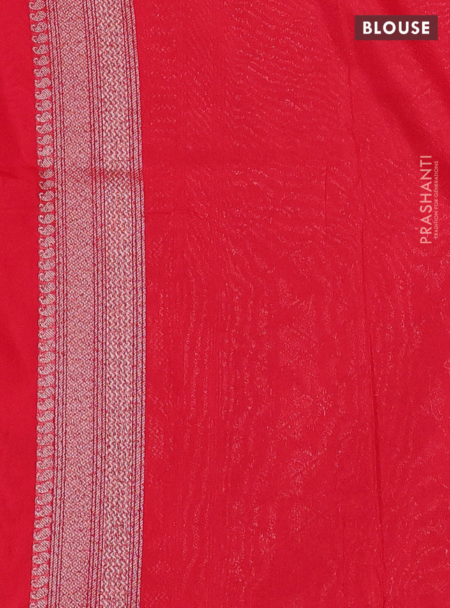 Banarasi semi silk saree red with allover thread & zari weaves and woven border