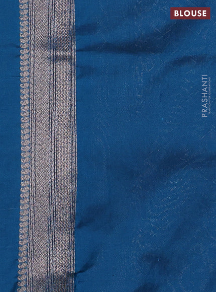 Banarasi semi silk saree cs blue with allover thread & zari weaves and woven border