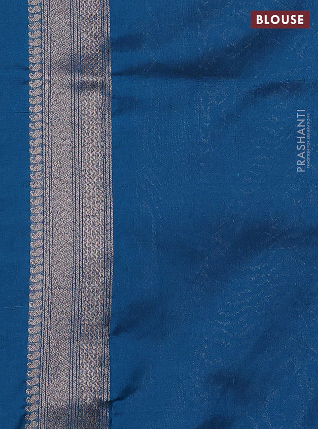 Banarasi semi silk saree cs blue with allover thread & zari weaves and woven border
