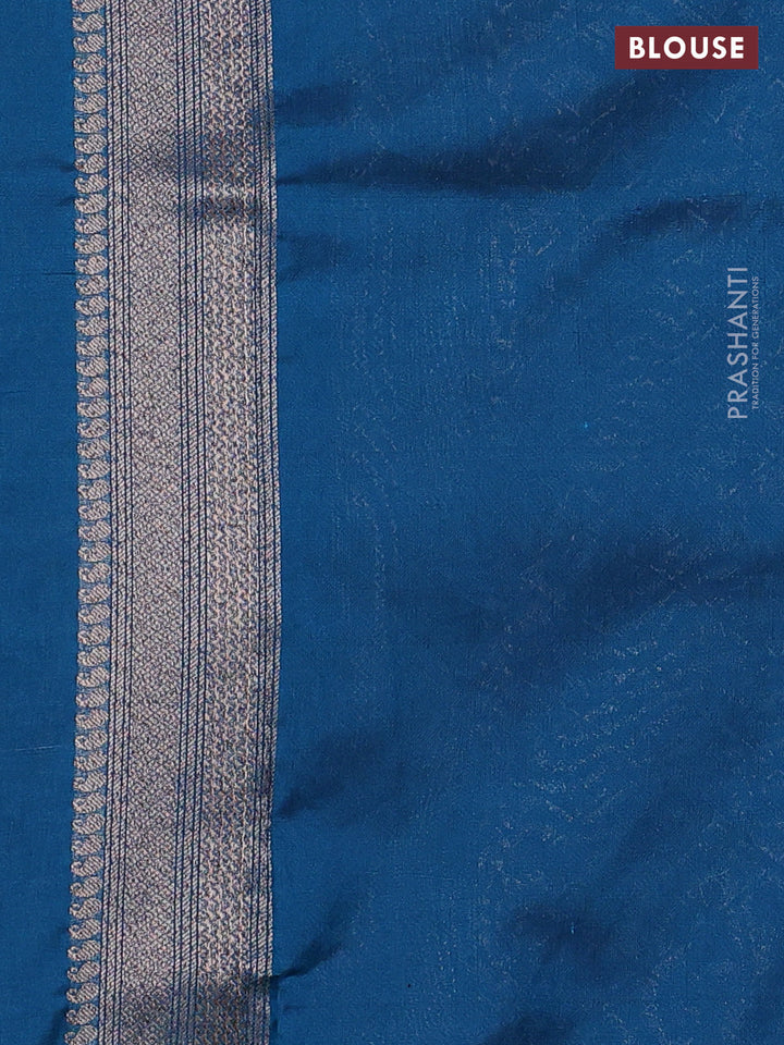 Banarasi semi silk saree cs blue with allover thread & zari weaves and woven border