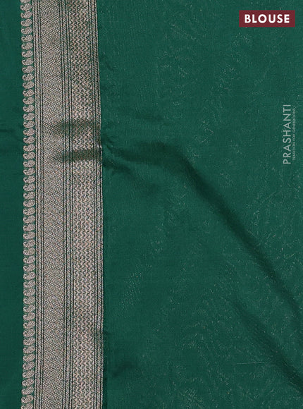 Banarasi semi silk saree green with allover thread & zari weaves and woven border