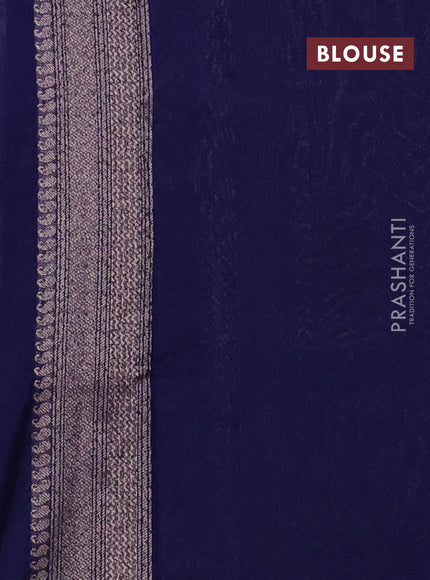 Banarasi semi silk saree navy blue with allover thread & zari weaves and woven border