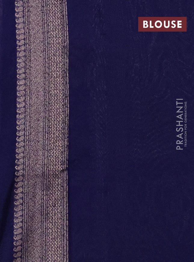 Banarasi semi silk saree navy blue with allover thread & zari weaves and woven border
