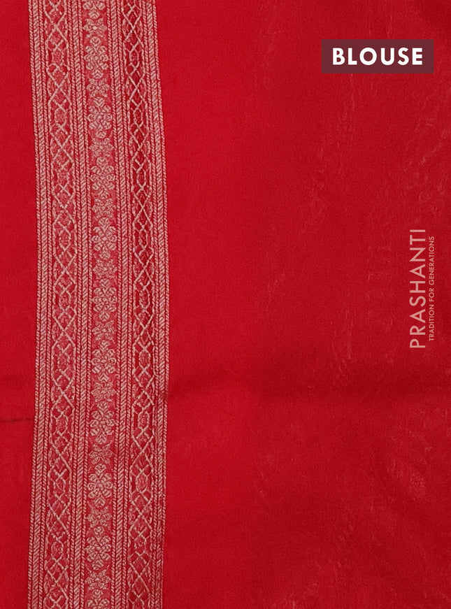 Banarasi semi silk saree red with allover thread & zari weaves and woven border