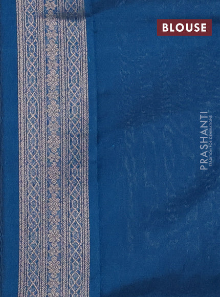 Banarasi semi silk saree cs blue with allover thread & zari weaves and woven border