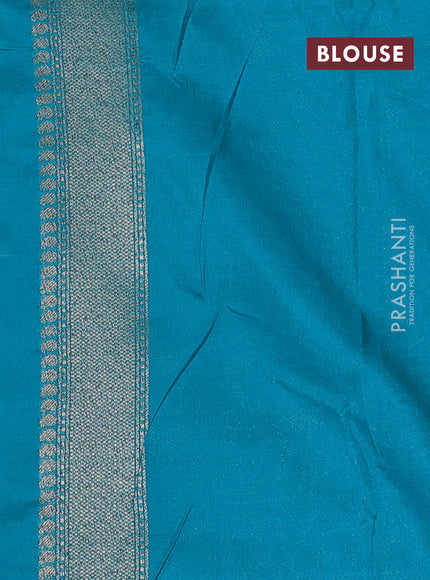 Banarasi semi silk saree teal green with allover thread & zari weaves and woven border