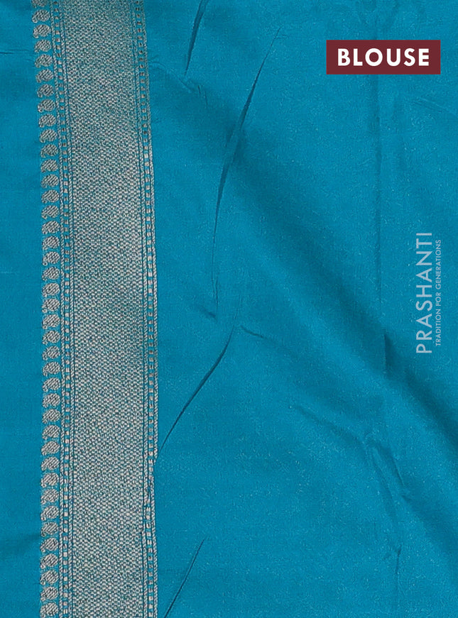 Banarasi semi silk saree teal green with allover thread & zari weaves and woven border