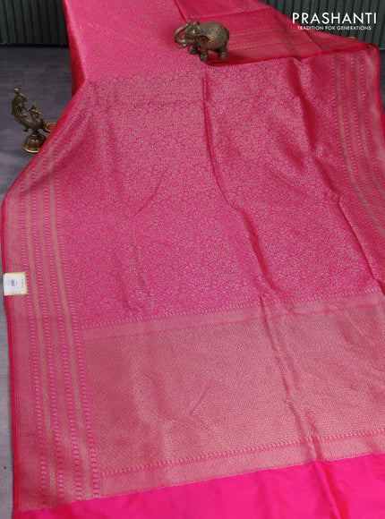 Banarasi semi silk saree pink with allover thread & zari weaves and woven border