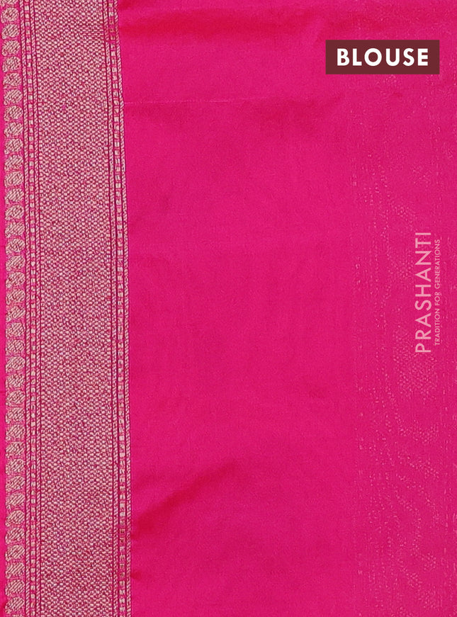 Banarasi semi silk saree pink with allover thread & zari weaves and woven border
