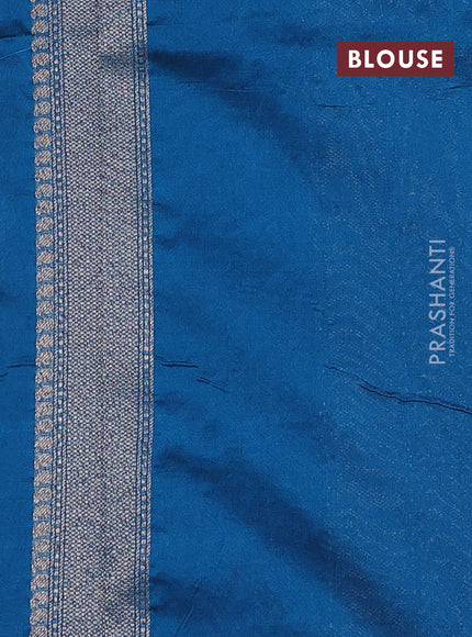 Banarasi semi silk saree cs blue with allover thread & zari weaves and woven border