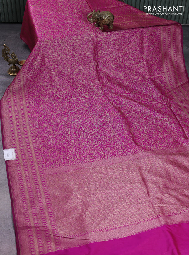 Banarasi semi silk saree magenta pink with allover thread & zari weaves and woven border