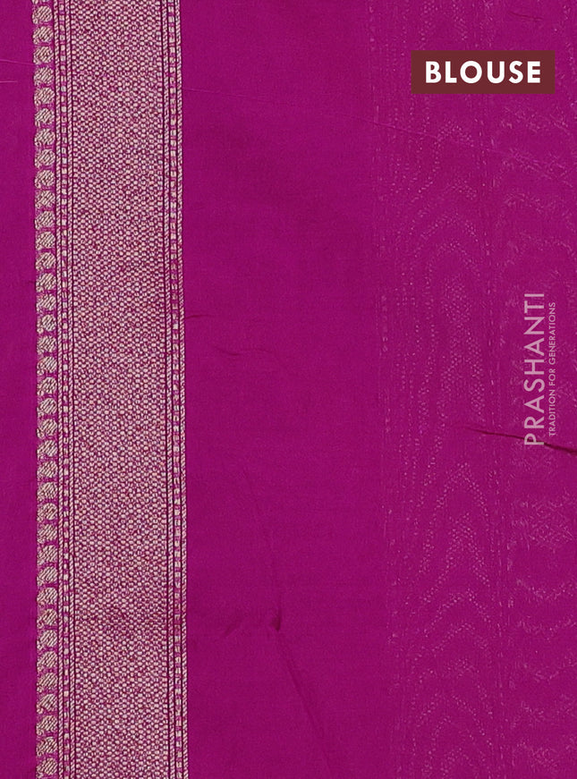 Banarasi semi silk saree magenta pink with allover thread & zari weaves and woven border