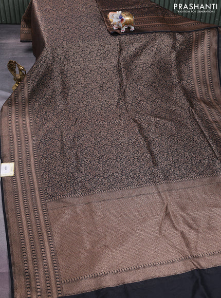 Banarasi semi silk saree black with allover thread & zari weaves and woven border