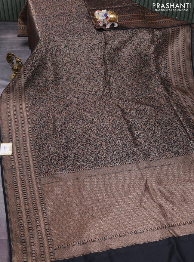 Banarasi semi silk saree black with allover thread & zari weaves and woven border