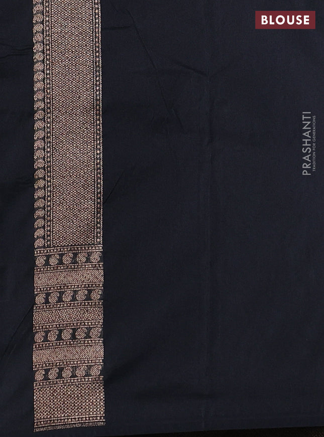 Banarasi semi silk saree black with allover thread & zari weaves and woven border