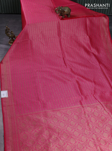 Banarasi semi silk saree pink with allover thread & zari weaves and woven border