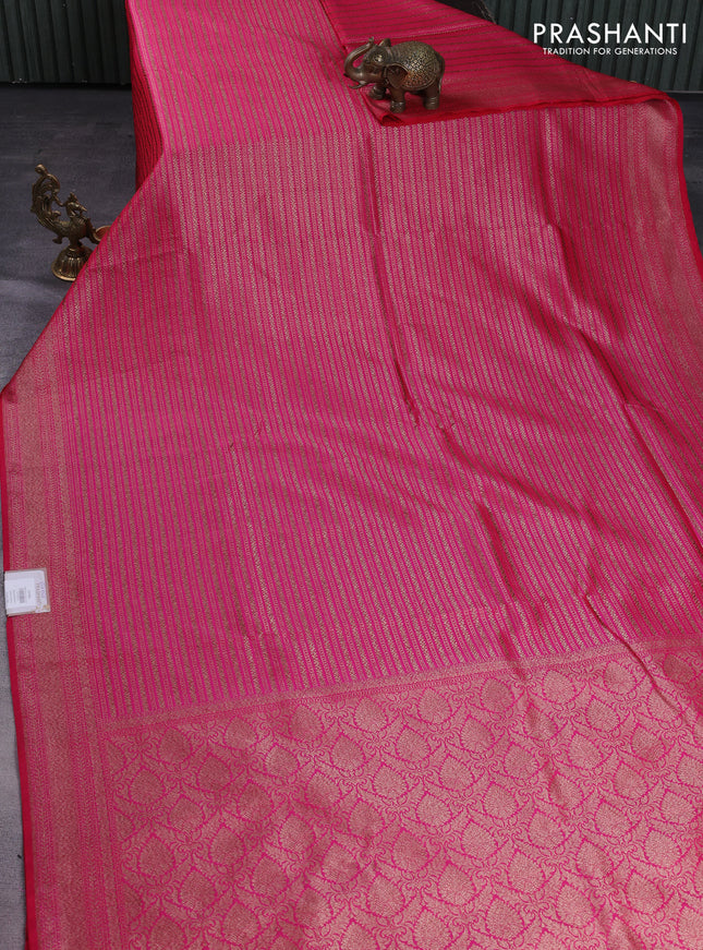 Banarasi semi silk saree pink with allover thread & zari weaves and woven border
