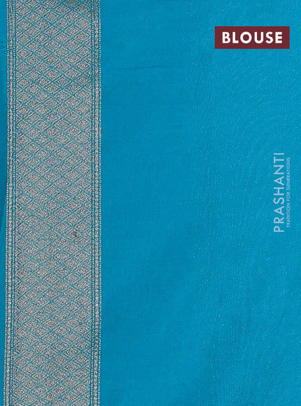 Banarasi semi silk saree teal green with allover thread & zari weaves and woven border