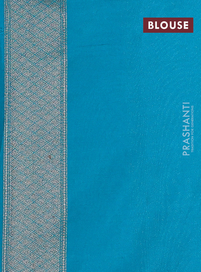 Banarasi semi silk saree teal green with allover thread & zari weaves and woven border