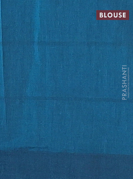 Nithyam cotton saree peacock blue with thread woven buttas in borderless style