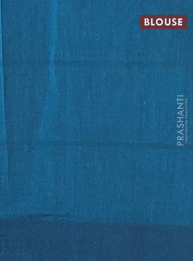 Nithyam cotton saree peacock blue with thread woven buttas in borderless style