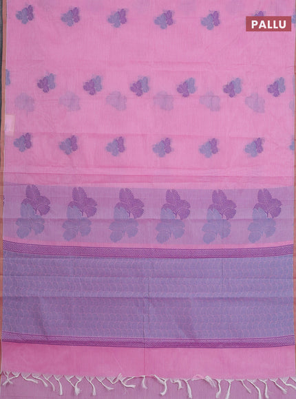 Nithyam cotton saree candy pink with thread woven buttas and piping border
