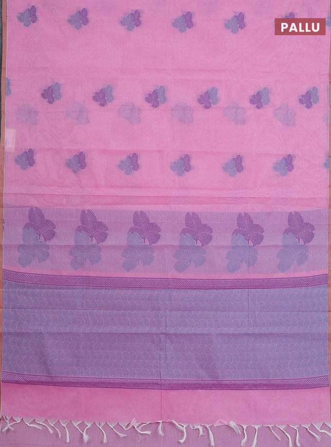 Nithyam cotton saree candy pink with thread woven buttas and piping border