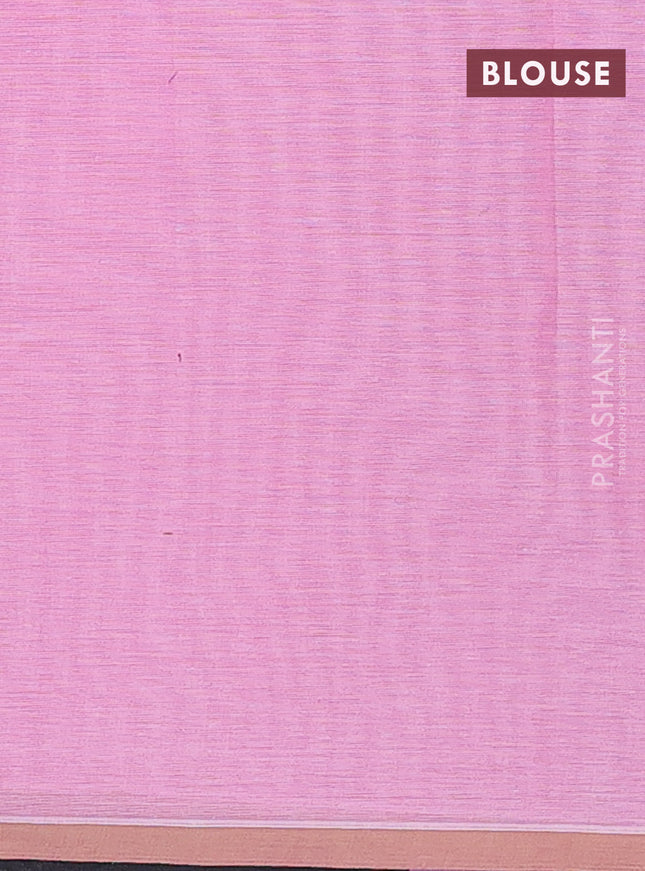 Nithyam cotton saree candy pink with thread woven buttas and piping border