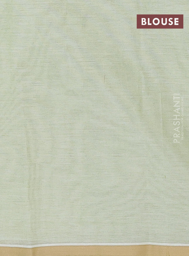 Nithyam cotton saree pista green with thread woven buttas and piping border