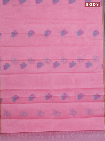 Nithyam cotton saree candy pink with thread woven buttas and piping border