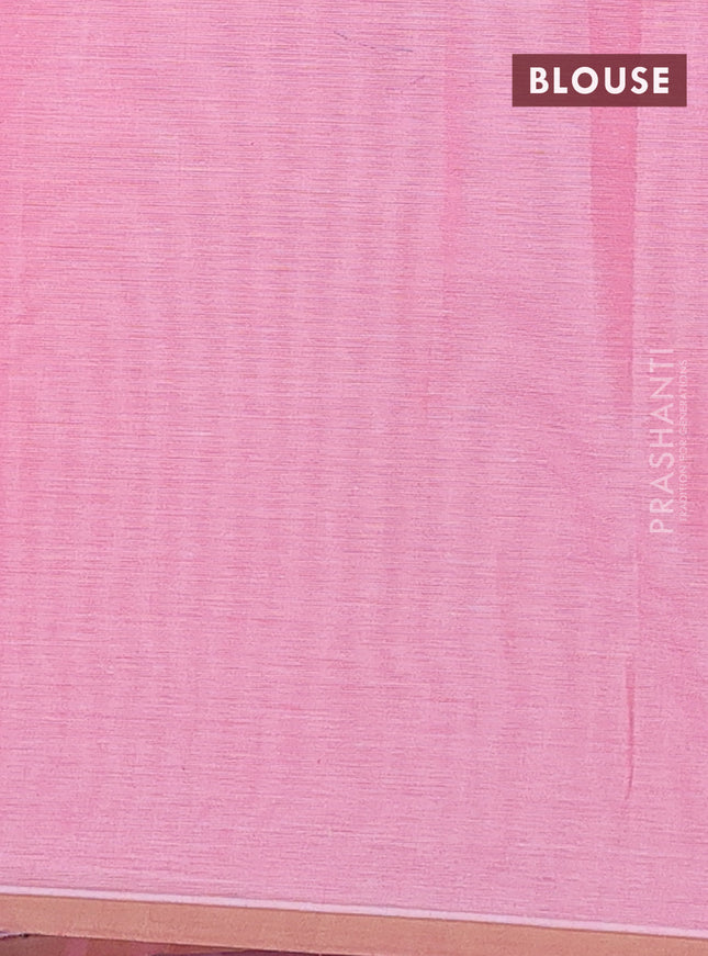 Nithyam cotton saree candy pink with thread woven buttas and piping border