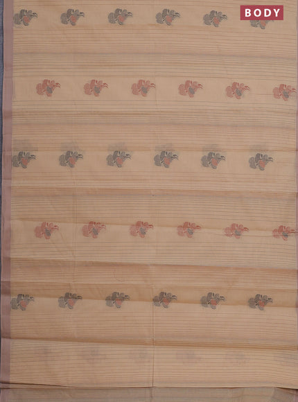 Nithyam cotton saree sandal with allover thread weaves & buttas and simple border