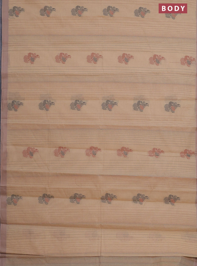 Nithyam cotton saree sandal with allover thread weaves & buttas and simple border