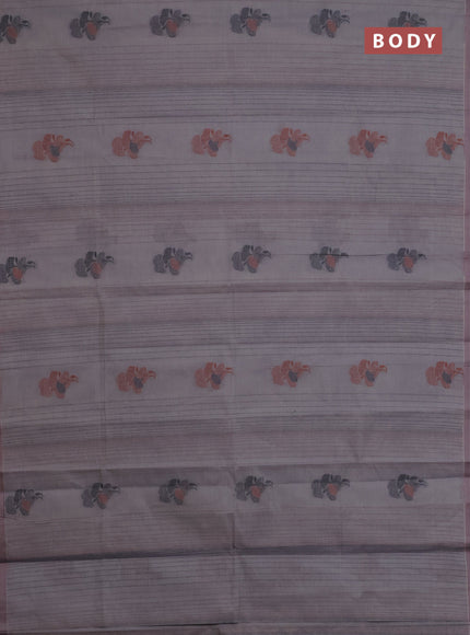 Nithyam cotton saree grey with allover thread weaves & buttas and simple border