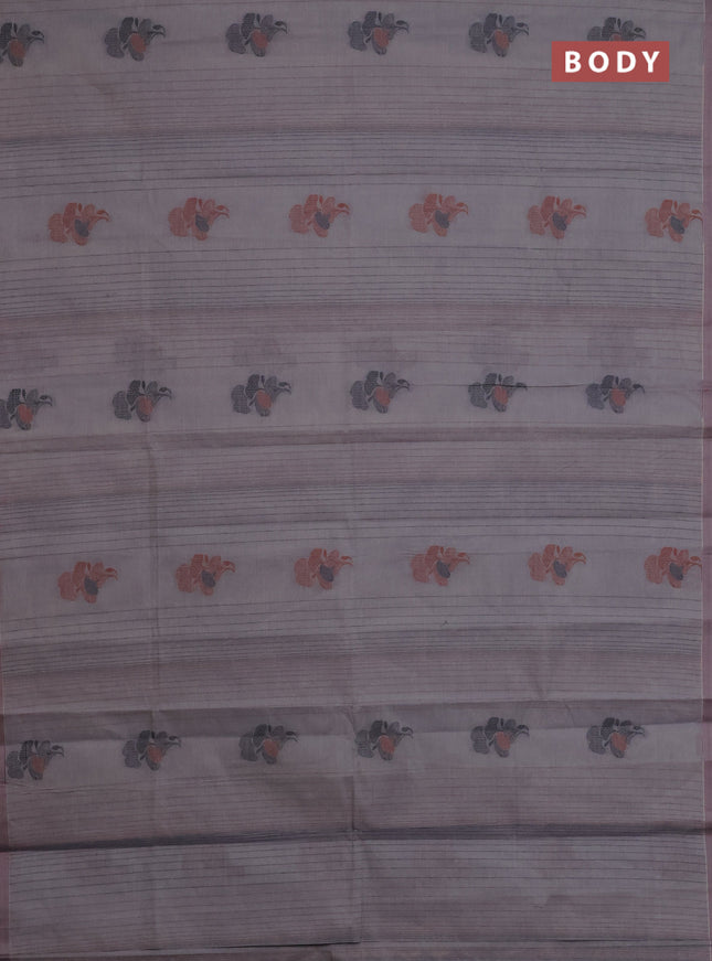 Nithyam cotton saree grey with allover thread weaves & buttas and simple border