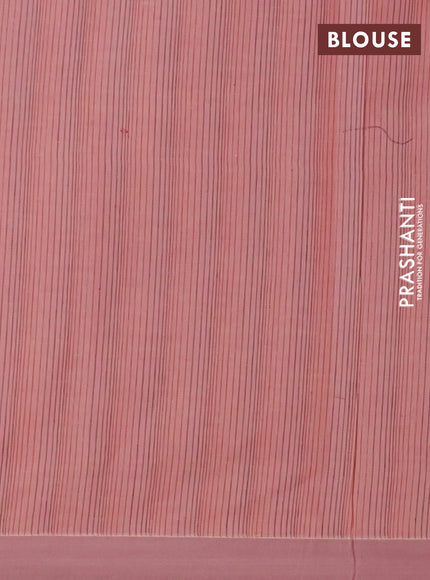 Nithyam cotton saree peach pink with allover thread weaves & buttas and simple border