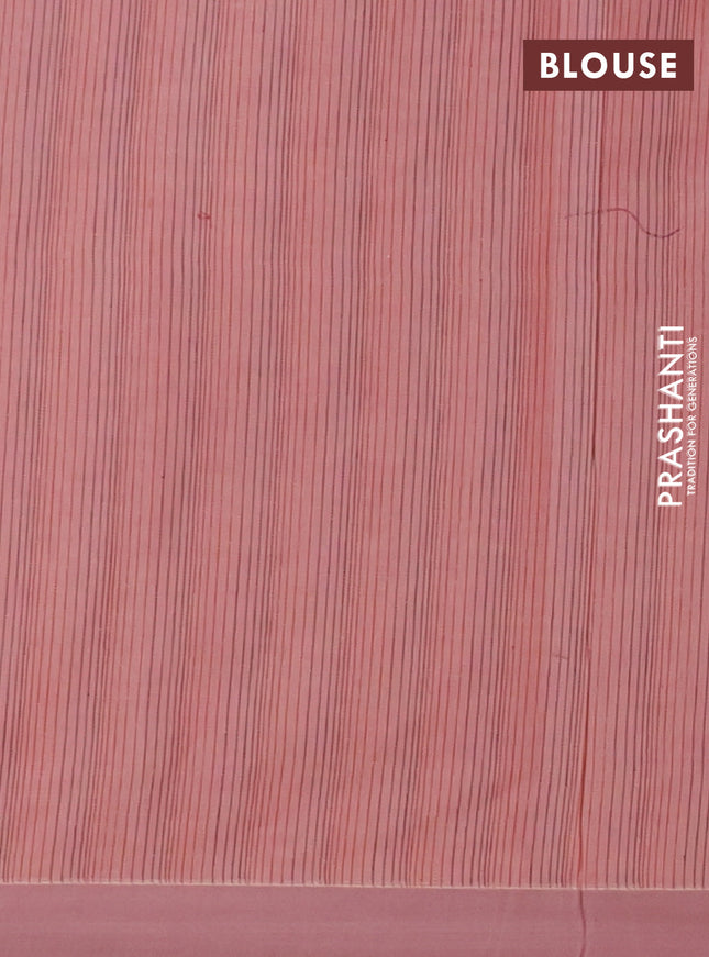 Nithyam cotton saree peach pink with allover thread weaves & buttas and simple border