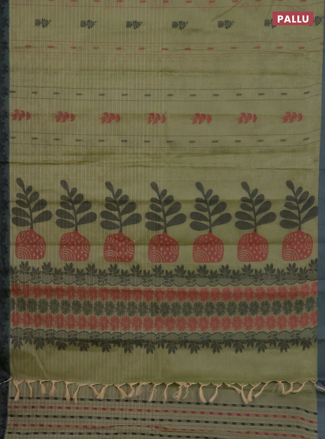 Nithyam cotton saree pastel green and dual shade of green with allover thread weaves & buttas and thread woven border